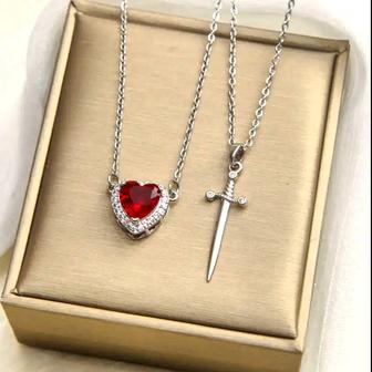 Ожерелье меч и сердце, кулон подвеска