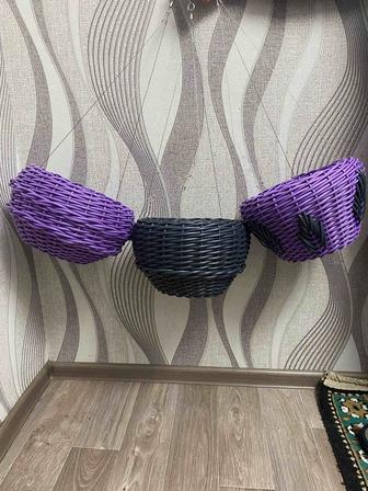 Подвесное кашпо из ротанга