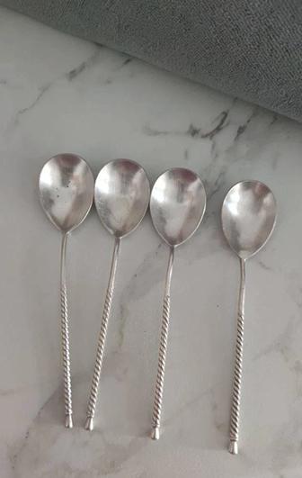 Набор из 4-х кофейных ложек, мНЦ с посеребрением