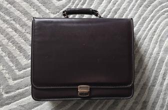 Портфель кожаный/дипломат. Темно-коричневый