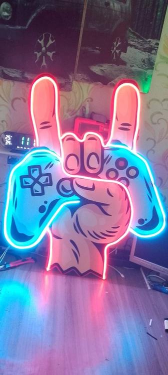 Неоновая вывеска Рок-джойстик