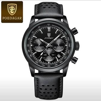 Кварцевые наручные часы Poedagar, с кожаным ремешком в подарочн. коробочке