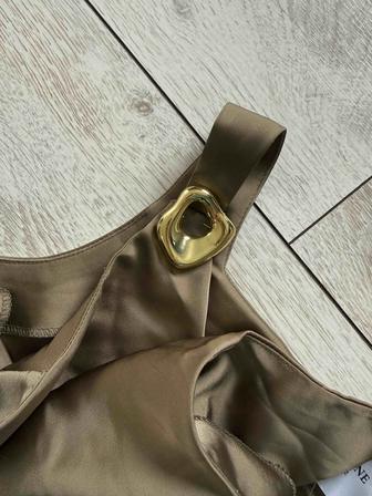 Платье атласное ( хаки)