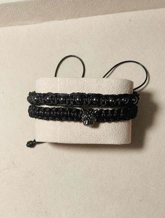 Мужской браслет из гематита с плетением