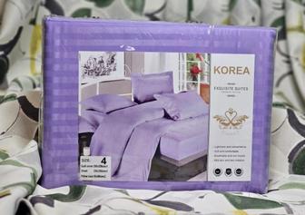 Комплект постельного белья Korea Line 2-спальный страйп-сатин, 2 на