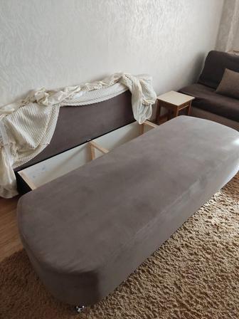 Диван, 1.5, до на 1.95, выдвижной, с ящиком, гобелен, ultra stone