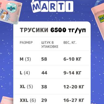 Подгузники и трусики MARTI
