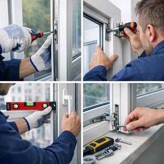 Ремонт и регулировка пластиковых окон и дверей, Замена стеклопакета,ручек.