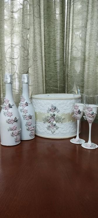 Свадебный набор,Семейный банк,шампанское ,бокалы.