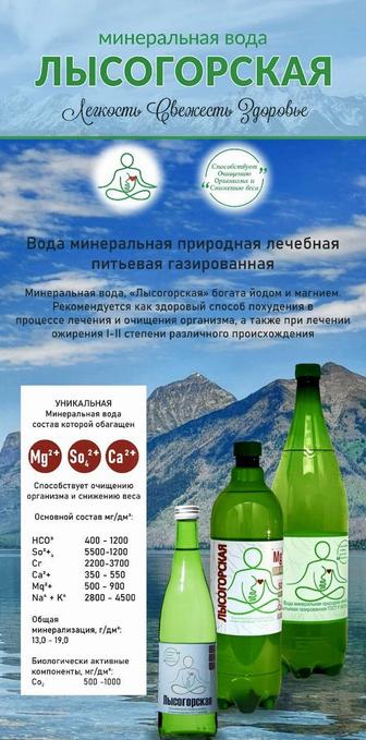 Лечебная минеральная вода Лысогорская В укаповке 20 штук