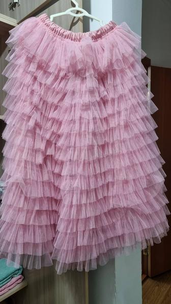 пышная многослойная юбка-пачка розового цвета большого размера