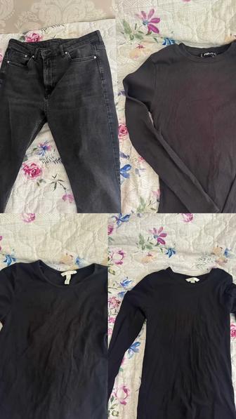 4 вещи джинсы, лонгсливы и футболка