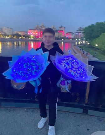 Светящиеся букеты, букеты из бабочек