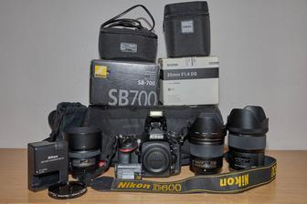 Фотоаппарат Nikon D600 с объективами, со вспышкой и сумкой