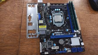 Комплект материнская плата asrock h61m-vg4, cpu intel i5-3330, ram 8 Gb