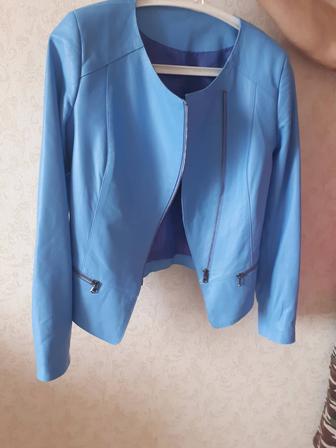 Куртка кожаная голубая