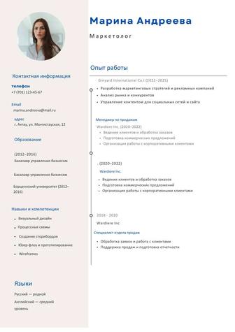 Профессиональное резюме PDF Современный шаблон для работы в Актау