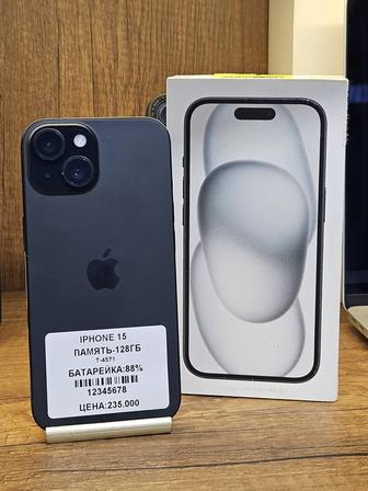 IPhone 15 128gb 88% с коробкой зарядка