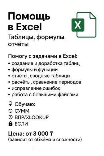 Помощь в Excel Таблицы, формулы, отчеты