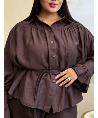 Рубашка коричневая Plus Size