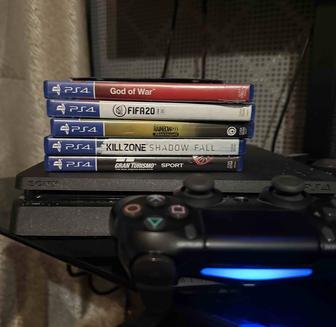 PS4 Slim 500gb и 6 дисков