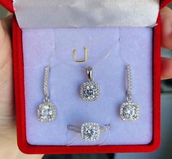 Күміс комплект (2 сырға, сақина, кулон) 925 проба