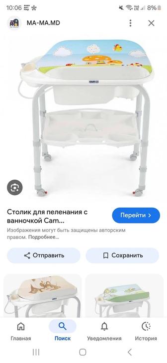 Детская ванна с пеленальным столом на колесах