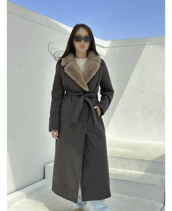 Норка жагасымен узын куртка