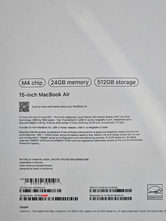 MacBook Air 15 M4 24/512 новый