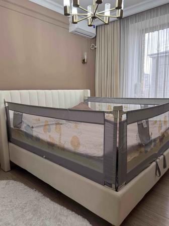 3ШТ Бортик на кровать защитный, 3 шт, серый. 200см x180см