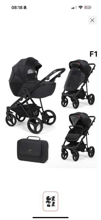 Коляска универсальная 2 в 1 Ining baby F1, черный