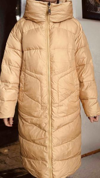 Женский двухсторонний пуховик, теплый, удлиненный