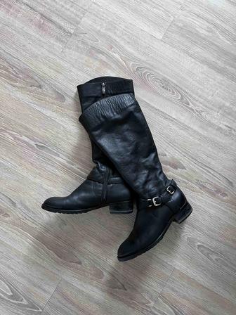 Кожаные сапоги зима