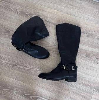 Кожаные сапоги зима