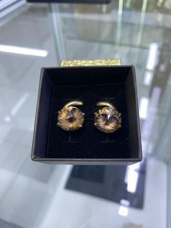 Продам серьги золотые с раухтопазом
