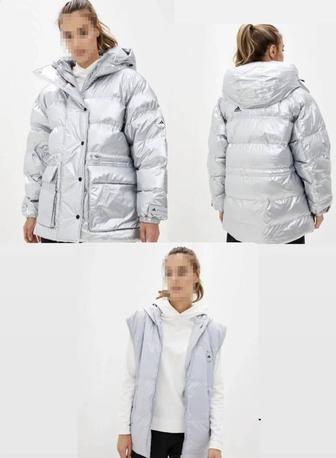 Куртка зимняя от Adidas Stella MacCartney серебро 2 в 1.