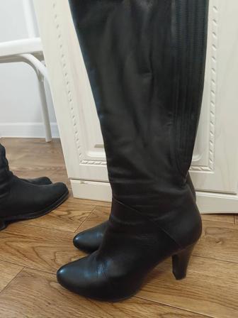 Женские сапоги новые, 40рр, кожаные, натуральный мех, весна-осень