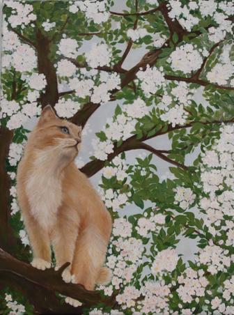 Картина. Алиса в цветущем саду. Холст лен, масло. 40х30см