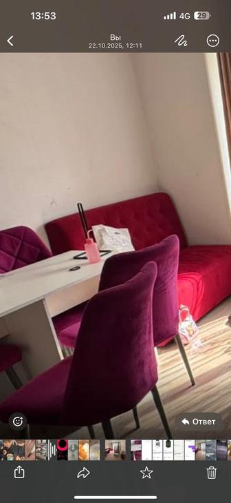 Продам Небольшой диванчик , можно как для салона так и для дома и 4 стулч