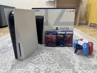 Продам PS5, 2 Dualsense и три части игры Spider-Man.