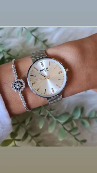 Подарочный набор часы и браслет, нержавеющая сталь, бренд, гарантия