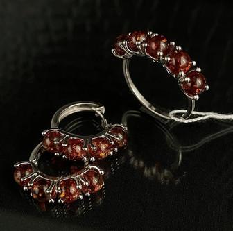 Янтарный набор, комплект. Серьги, кольцо из янтаря