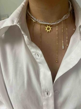 Украшение с энергией солнца и жемчужной чистотой (Колье серьги)