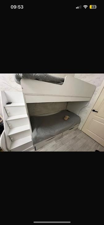 Двухъярусная кровать белая 180х80