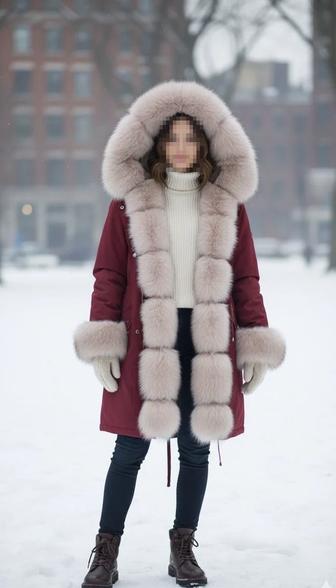 Парка меховая натуралка отделка овчина