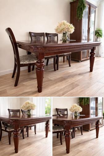 Продам раскладной обеденный стол из массива дерева (красное дерево)