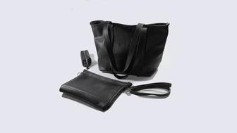 Комплект из кожи шоппер, клатч, ключница