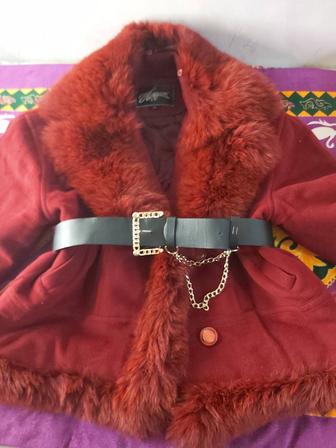 Шуба теплый бордовый