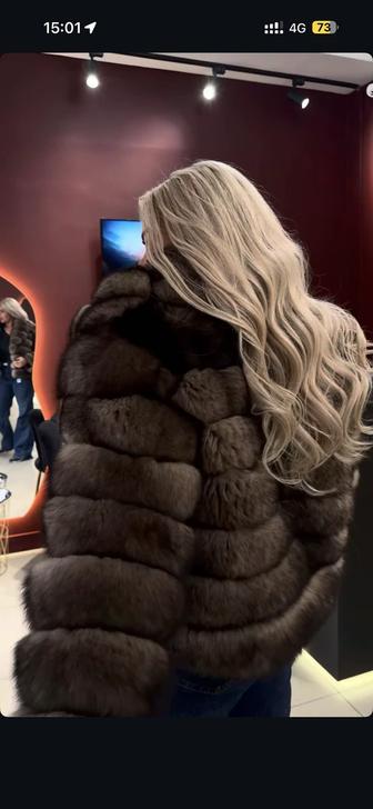 Шуба под Соболь натуральная чернобурка