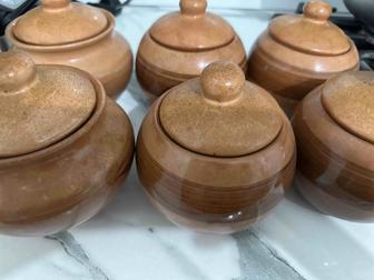Глиняные горшочки для духовки,6 штук
